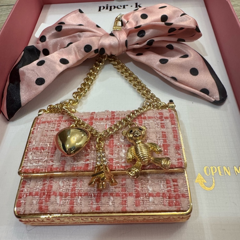 Piper Pink and Gold Key & Card Holder with Bow